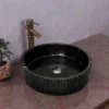 Lauren black gold grooved flat base basin