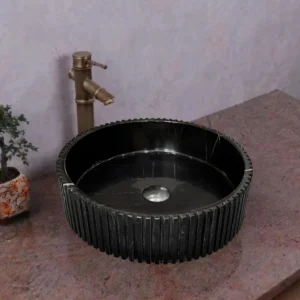 Lauren black gold grooved flat base basin