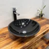 Lauren black gold round basin