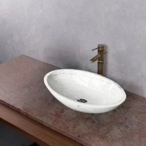 Bianco Carrara oval basin-1