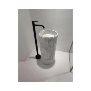 White Carrara Slotted cylindrical basin