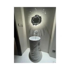 White Carrara Slotted cylindrical basin-2