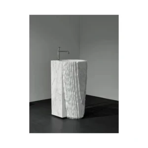 White Carrara groove art basin-2