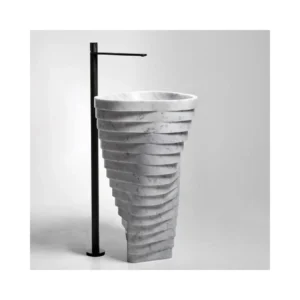 White Carrara spiral column basin-2