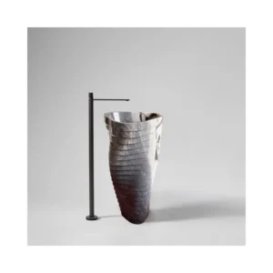White Carrara spiral column basin-3