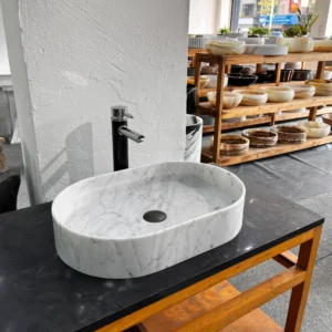 Bianco Carrara oval basin-6
