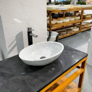 Bianco Carrara oval basin-3