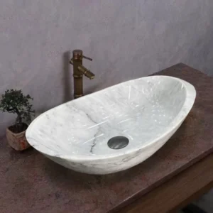 Bianco Carrara oval basin-5