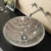 White Wood Grain round basin