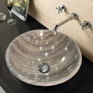 White Wood Grain round basin