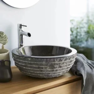 Nebula Black Natural surface round basin