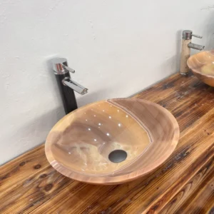 Orange jade round basin