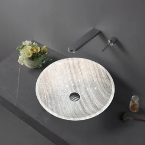 Grey Wood Grain round basin-1