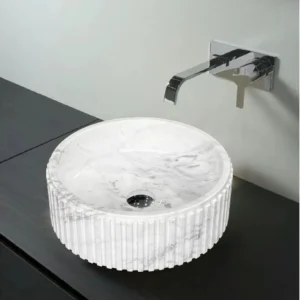 Volakas grooved flat base basin