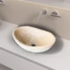 Cream White Travertine Natural surface round basin