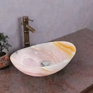 Pink Onyx oval basin