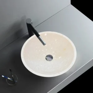 Cream Block round basin