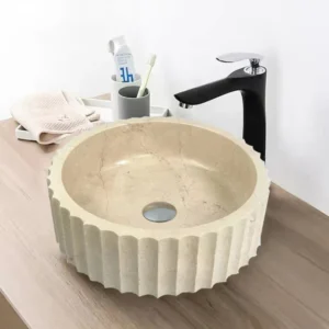Crema Marfil grooved flat base basin