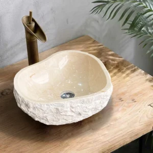 Crema Marfil Natural surface heart-shaped basin