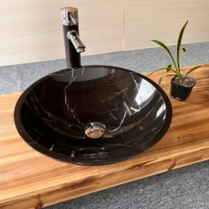 Black Marquina round basin