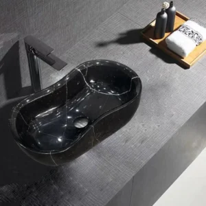 Black Marquina oval basin-1