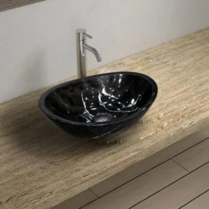 Black Marquina oval basin