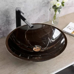 Black Marquina round basin-1