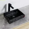 Black Marquina Natural surface square basin