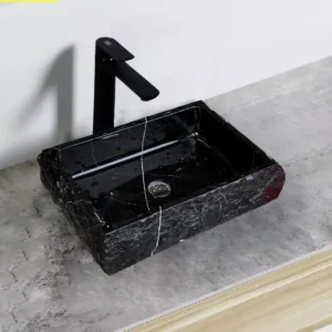 Black Marquina Natural surface square basin