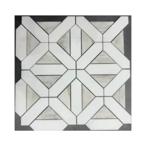 Astral white classic greek key pattern mosaics